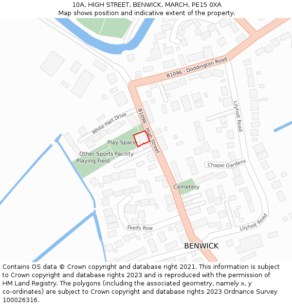 10A, HIGH STREET, BENWICK, MARCH, PE15 0XA: Location map and indicative extent of plot