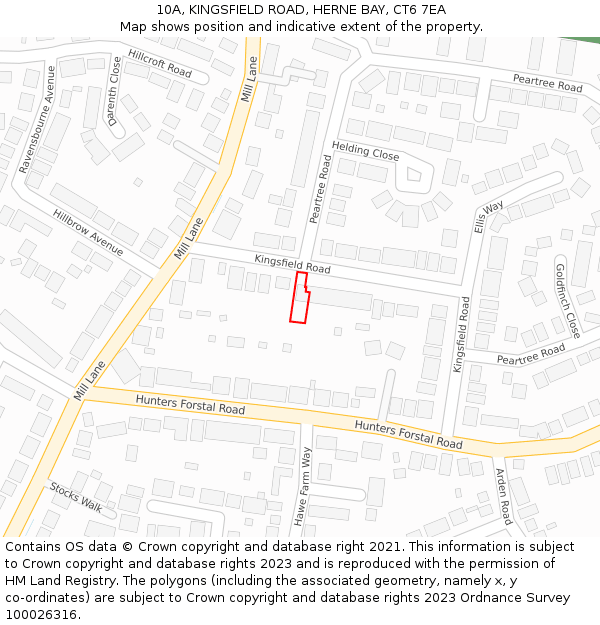 10A, KINGSFIELD ROAD, HERNE BAY, CT6 7EA: Location map and indicative extent of plot