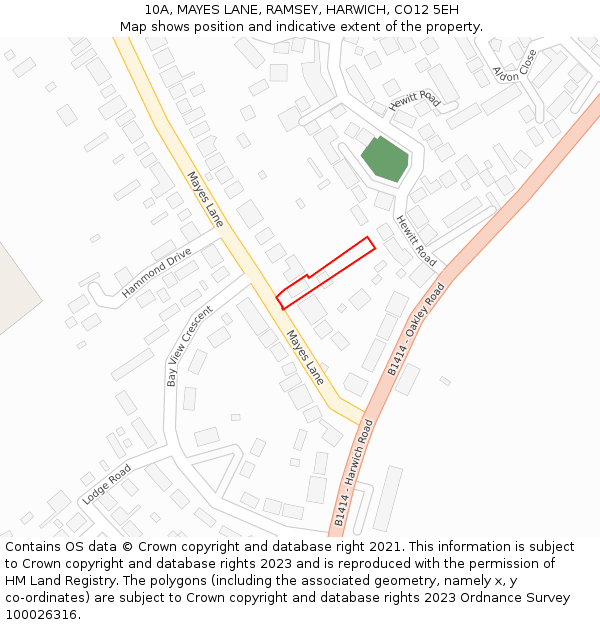 10A, MAYES LANE, RAMSEY, HARWICH, CO12 5EH: Location map and indicative extent of plot