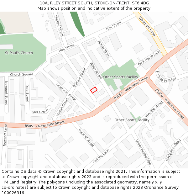 10A, RILEY STREET SOUTH, STOKE-ON-TRENT, ST6 4BG: Location map and indicative extent of plot