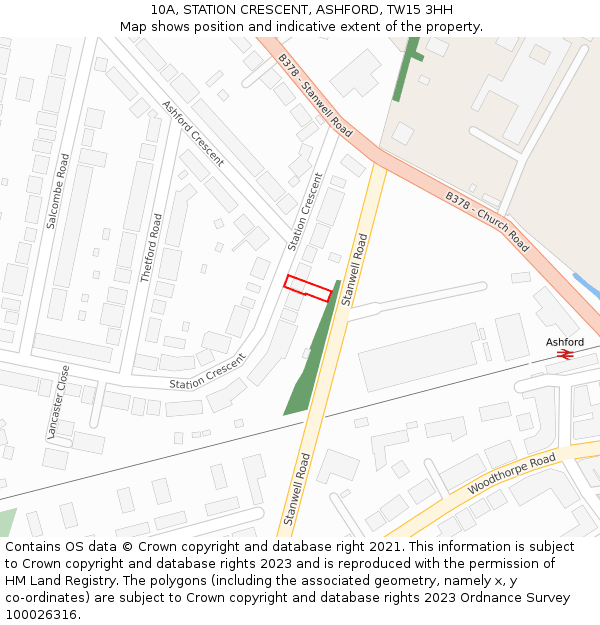 10A, STATION CRESCENT, ASHFORD, TW15 3HH: Location map and indicative extent of plot