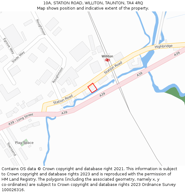 10A, STATION ROAD, WILLITON, TAUNTON, TA4 4RQ: Location map and indicative extent of plot