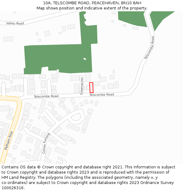 10A, TELSCOMBE ROAD, PEACEHAVEN, BN10 8AH: Location map and indicative extent of plot