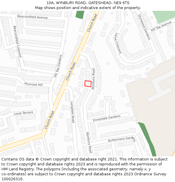 10A, WYNBURY ROAD, GATESHEAD, NE9 6TS: Location map and indicative extent of plot