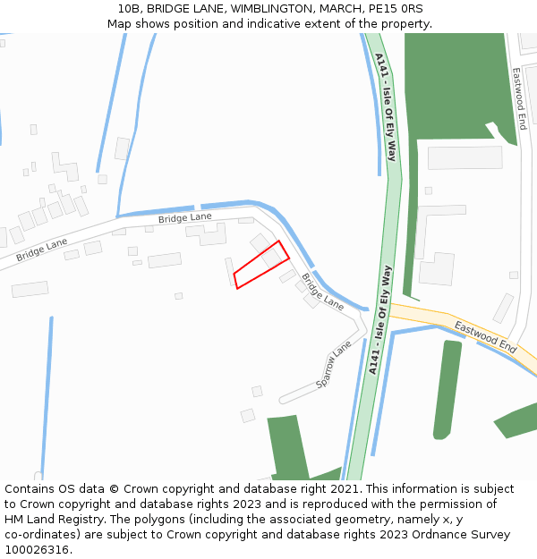 10B, BRIDGE LANE, WIMBLINGTON, MARCH, PE15 0RS: Location map and indicative extent of plot