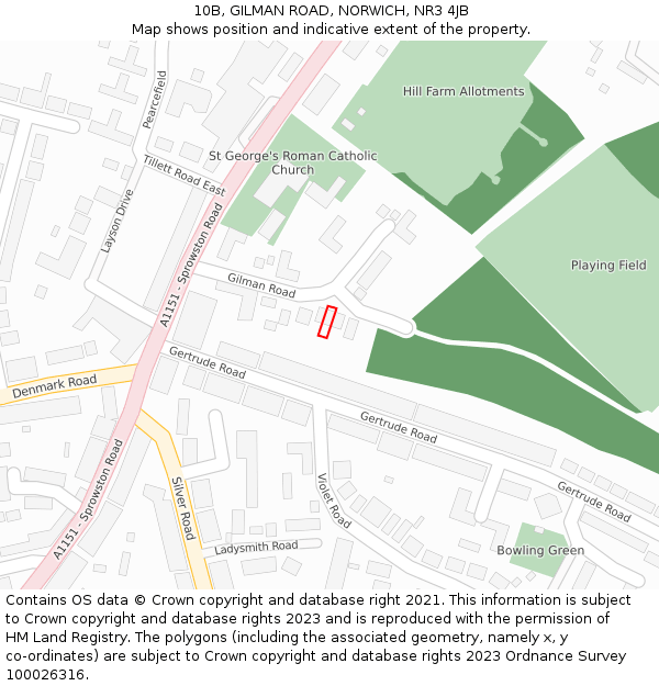 10B, GILMAN ROAD, NORWICH, NR3 4JB: Location map and indicative extent of plot