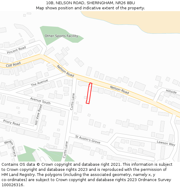 10B, NELSON ROAD, SHERINGHAM, NR26 8BU: Location map and indicative extent of plot