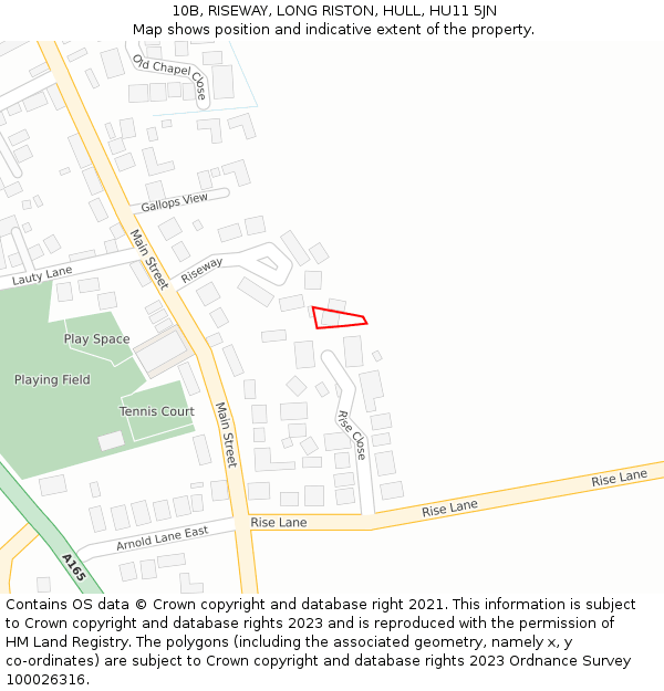 10B, RISEWAY, LONG RISTON, HULL, HU11 5JN: Location map and indicative extent of plot