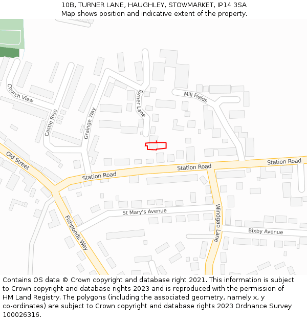 10B, TURNER LANE, HAUGHLEY, STOWMARKET, IP14 3SA: Location map and indicative extent of plot