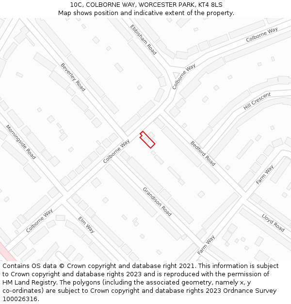 10C, COLBORNE WAY, WORCESTER PARK, KT4 8LS: Location map and indicative extent of plot