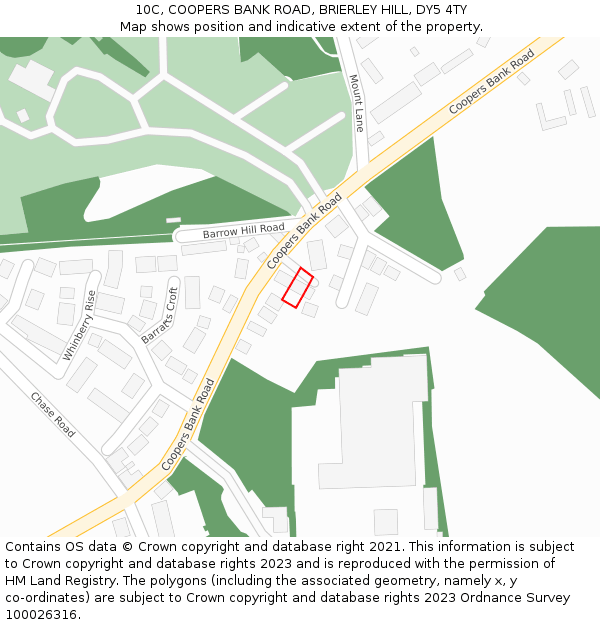 10C, COOPERS BANK ROAD, BRIERLEY HILL, DY5 4TY: Location map and indicative extent of plot