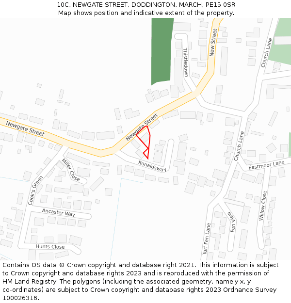 10C, NEWGATE STREET, DODDINGTON, MARCH, PE15 0SR: Location map and indicative extent of plot