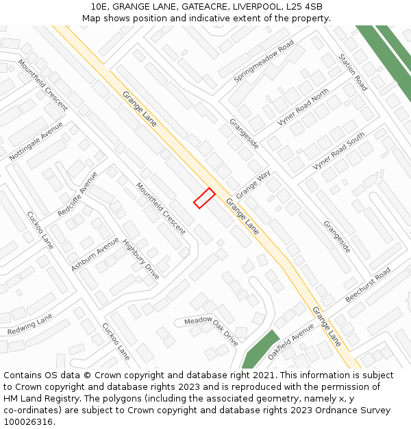 10E, GRANGE LANE, GATEACRE, LIVERPOOL, L25 4SB: Location map and indicative extent of plot