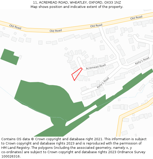 11, ACREMEAD ROAD, WHEATLEY, OXFORD, OX33 1NZ: Location map and indicative extent of plot