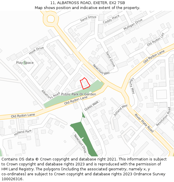 11, ALBATROSS ROAD, EXETER, EX2 7SB: Location map and indicative extent of plot