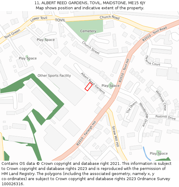 11, ALBERT REED GARDENS, TOVIL, MAIDSTONE, ME15 6JY: Location map and indicative extent of plot