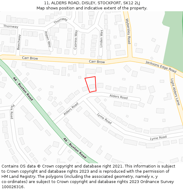 11, ALDERS ROAD, DISLEY, STOCKPORT, SK12 2LJ: Location map and indicative extent of plot