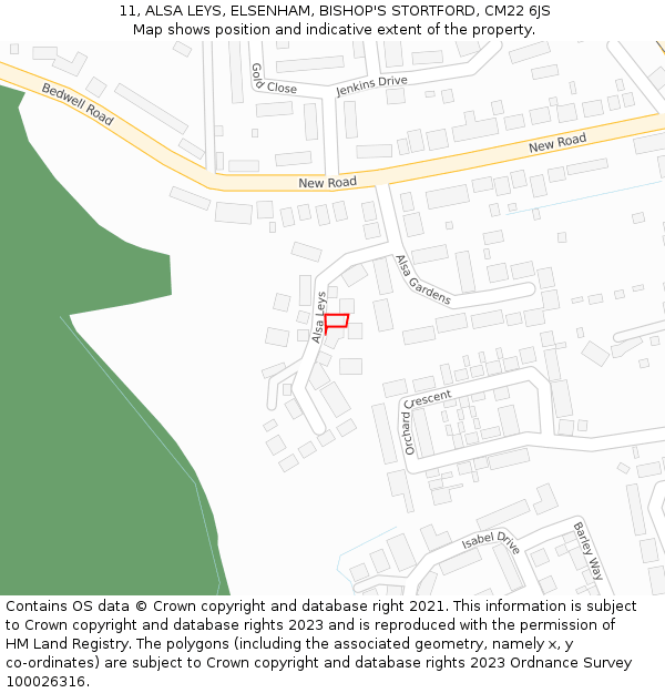 11, ALSA LEYS, ELSENHAM, BISHOP'S STORTFORD, CM22 6JS: Location map and indicative extent of plot