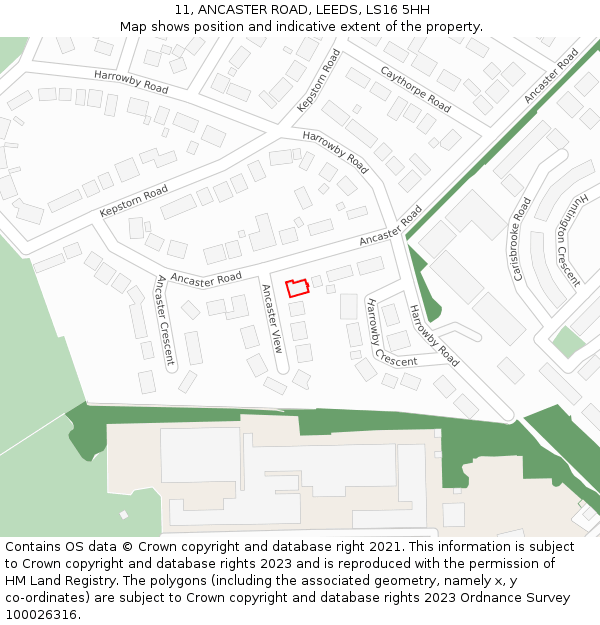 11, ANCASTER ROAD, LEEDS, LS16 5HH: Location map and indicative extent of plot