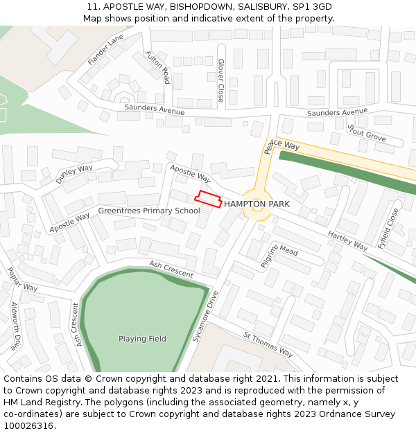 11, APOSTLE WAY, BISHOPDOWN, SALISBURY, SP1 3GD: Location map and indicative extent of plot