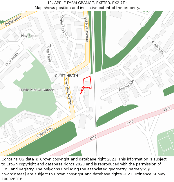 11, APPLE FARM GRANGE, EXETER, EX2 7TH: Location map and indicative extent of plot