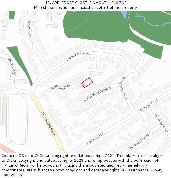 11, APPLEDORE CLOSE, PLYMOUTH, PL6 7NP: Location map and indicative extent of plot