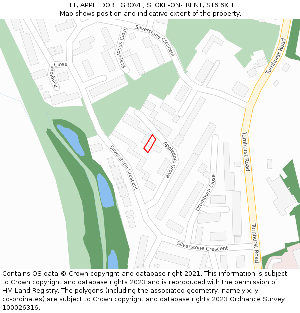 11, APPLEDORE GROVE, STOKE-ON-TRENT, ST6 6XH: Location map and indicative extent of plot