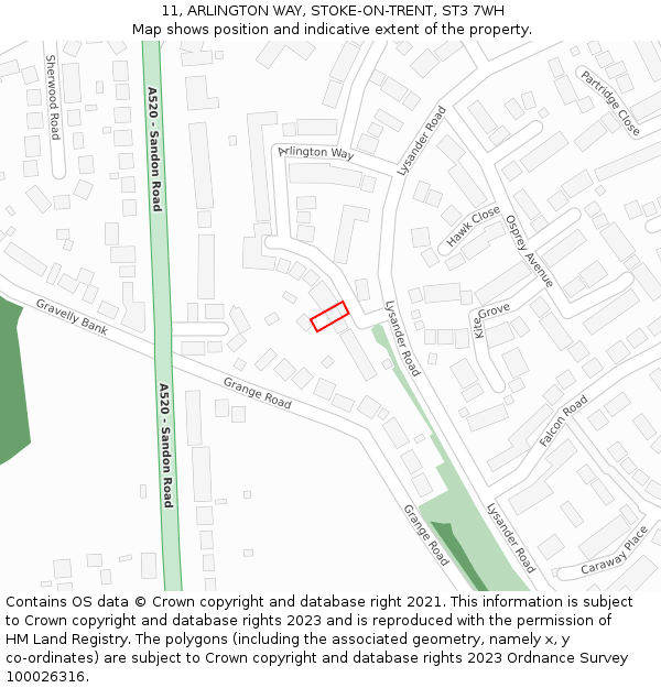 11, ARLINGTON WAY, STOKE-ON-TRENT, ST3 7WH: Location map and indicative extent of plot