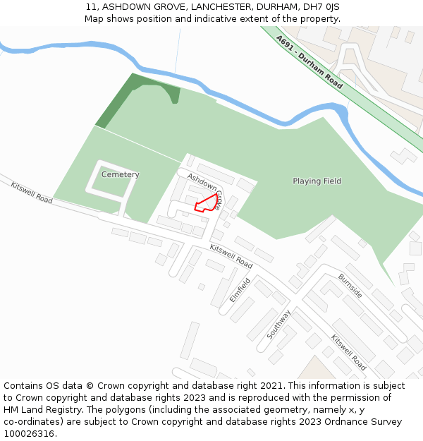 11, ASHDOWN GROVE, LANCHESTER, DURHAM, DH7 0JS: Location map and indicative extent of plot