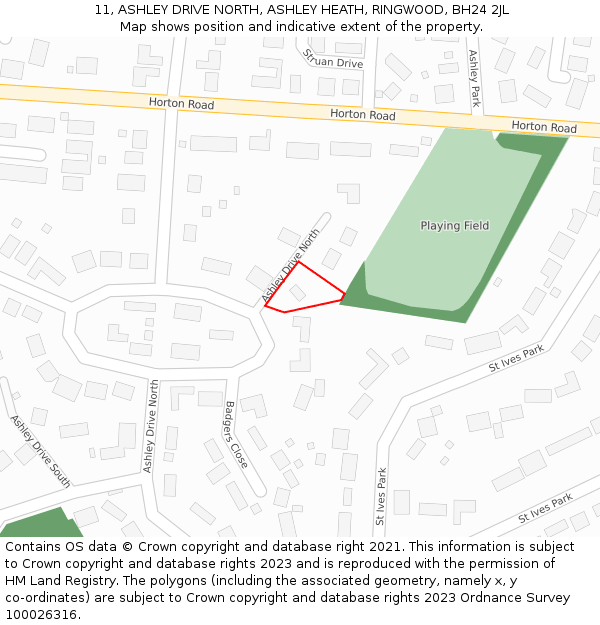 11, ASHLEY DRIVE NORTH, ASHLEY HEATH, RINGWOOD, BH24 2JL: Location map and indicative extent of plot