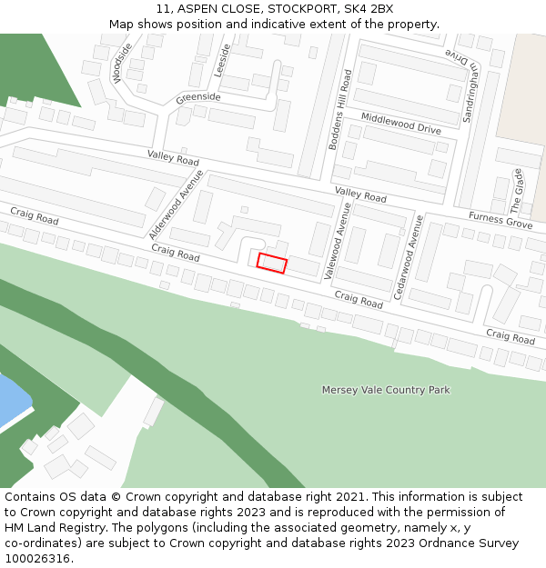 11, ASPEN CLOSE, STOCKPORT, SK4 2BX: Location map and indicative extent of plot