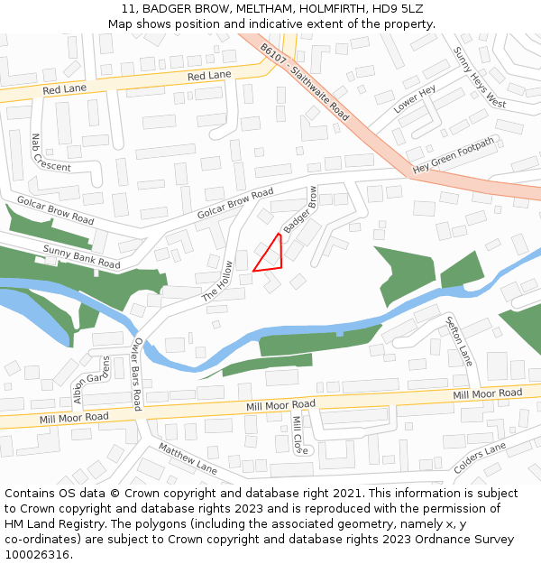 11, BADGER BROW, MELTHAM, HOLMFIRTH, HD9 5LZ: Location map and indicative extent of plot