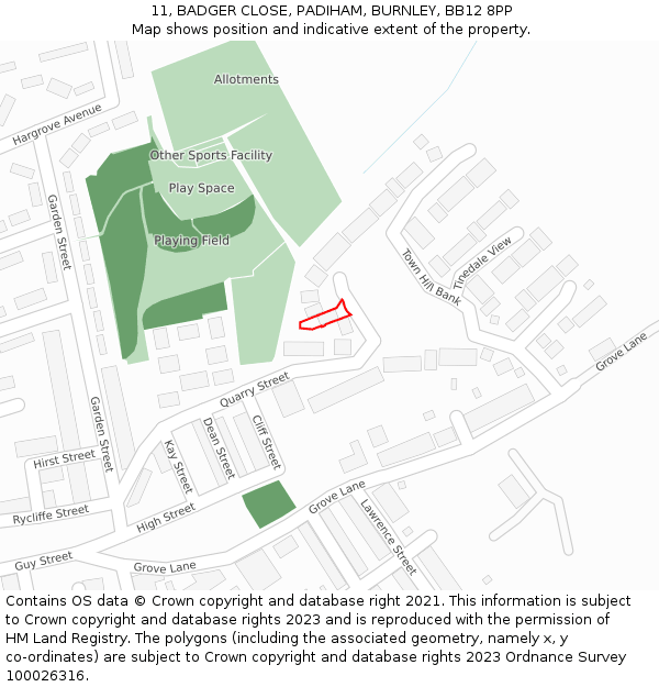 11, BADGER CLOSE, PADIHAM, BURNLEY, BB12 8PP: Location map and indicative extent of plot