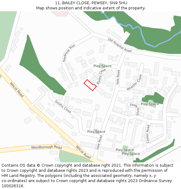 11, BAILEY CLOSE, PEWSEY, SN9 5HU: Location map and indicative extent of plot