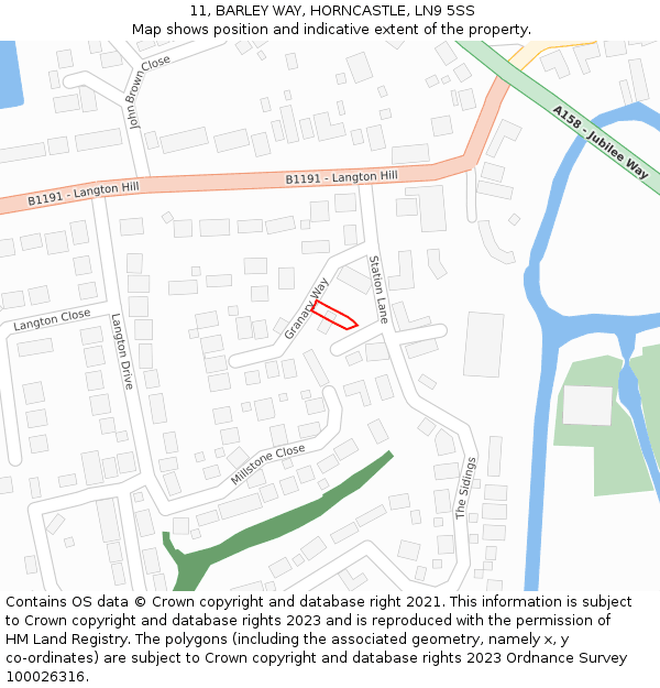 11, BARLEY WAY, HORNCASTLE, LN9 5SS: Location map and indicative extent of plot