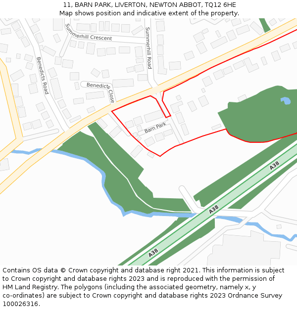11, BARN PARK, LIVERTON, NEWTON ABBOT, TQ12 6HE: Location map and indicative extent of plot
