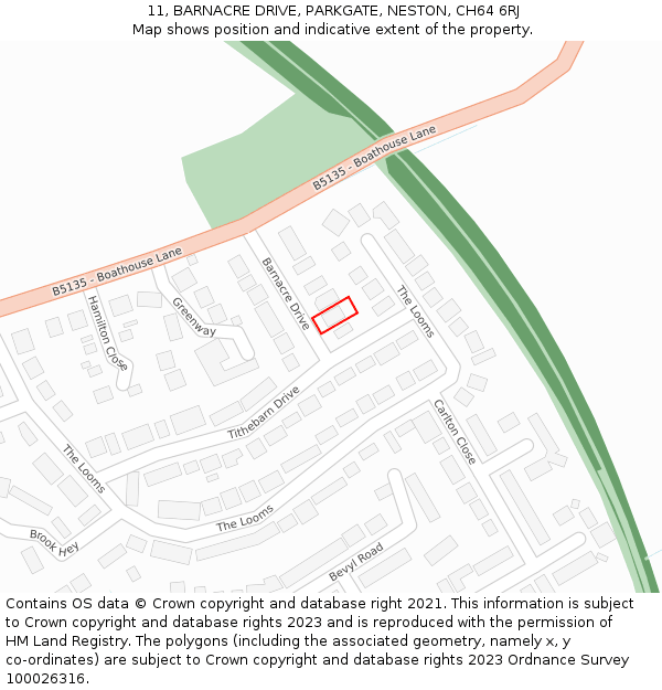 11, BARNACRE DRIVE, PARKGATE, NESTON, CH64 6RJ: Location map and indicative extent of plot