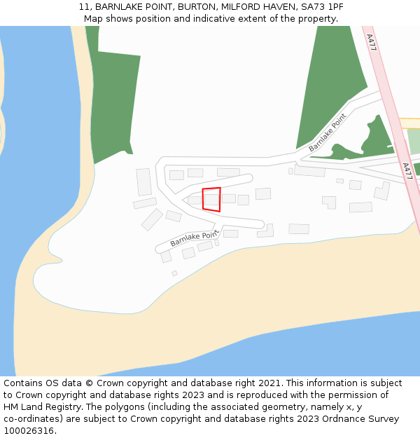 11, BARNLAKE POINT, BURTON, MILFORD HAVEN, SA73 1PF: Location map and indicative extent of plot