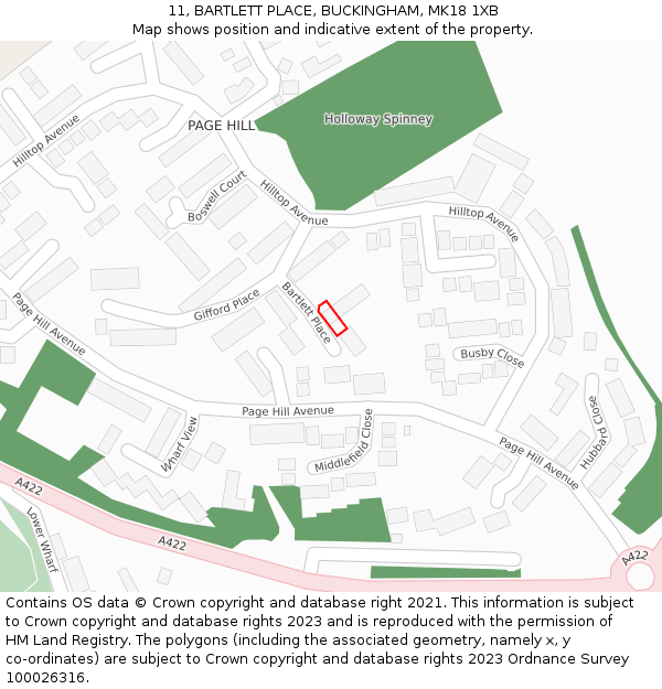 11, BARTLETT PLACE, BUCKINGHAM, MK18 1XB: Location map and indicative extent of plot