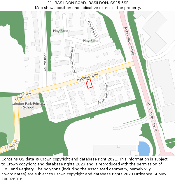 11, BASILDON ROAD, BASILDON, SS15 5SF: Location map and indicative extent of plot