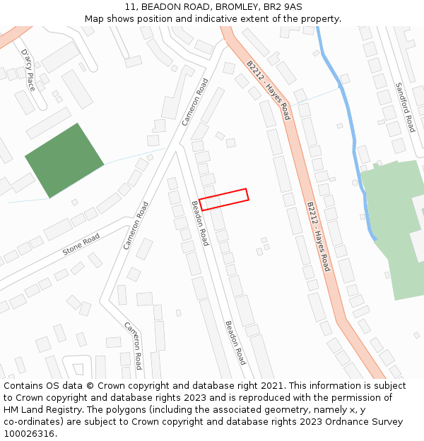 11, BEADON ROAD, BROMLEY, BR2 9AS: Location map and indicative extent of plot