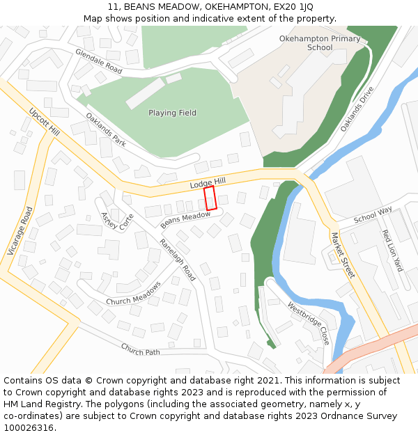 11, BEANS MEADOW, OKEHAMPTON, EX20 1JQ: Location map and indicative extent of plot