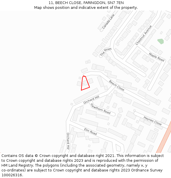 11, BEECH CLOSE, FARINGDON, SN7 7EN: Location map and indicative extent of plot