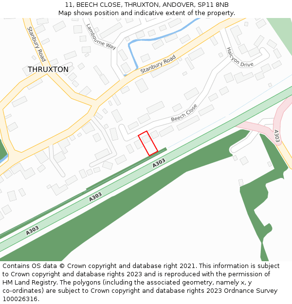 11, BEECH CLOSE, THRUXTON, ANDOVER, SP11 8NB: Location map and indicative extent of plot