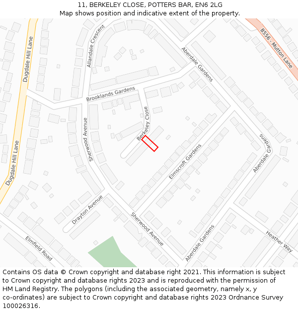 11, BERKELEY CLOSE, POTTERS BAR, EN6 2LG: Location map and indicative extent of plot