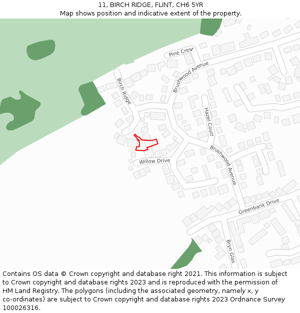 11, BIRCH RIDGE, FLINT, CH6 5YR: Location map and indicative extent of plot