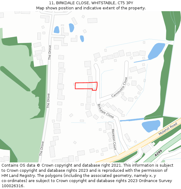 11, BIRKDALE CLOSE, WHITSTABLE, CT5 3PY: Location map and indicative extent of plot