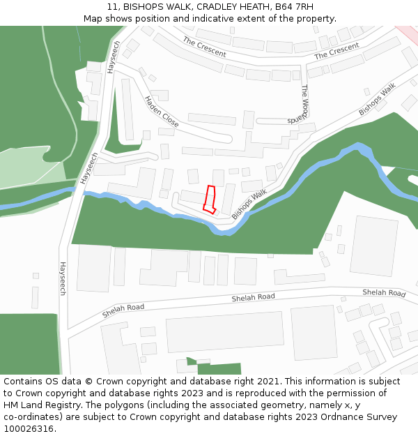 11, BISHOPS WALK, CRADLEY HEATH, B64 7RH: Location map and indicative extent of plot