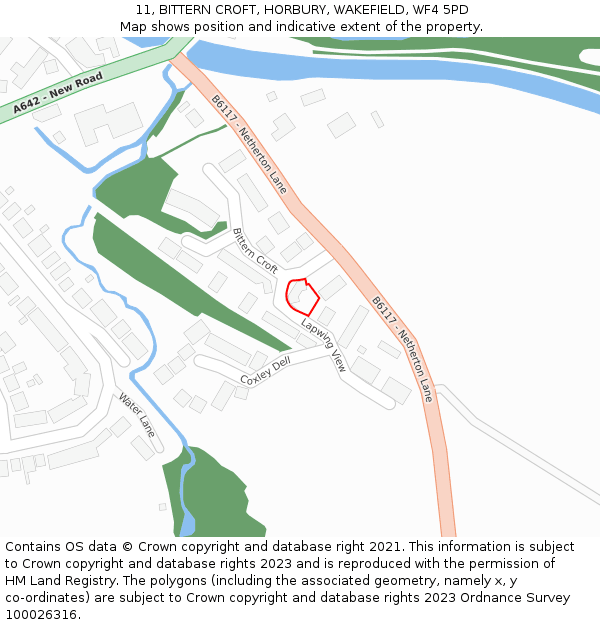 11, BITTERN CROFT, HORBURY, WAKEFIELD, WF4 5PD: Location map and indicative extent of plot