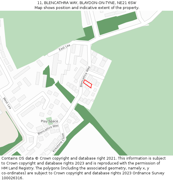 11, BLENCATHRA WAY, BLAYDON-ON-TYNE, NE21 6SW: Location map and indicative extent of plot